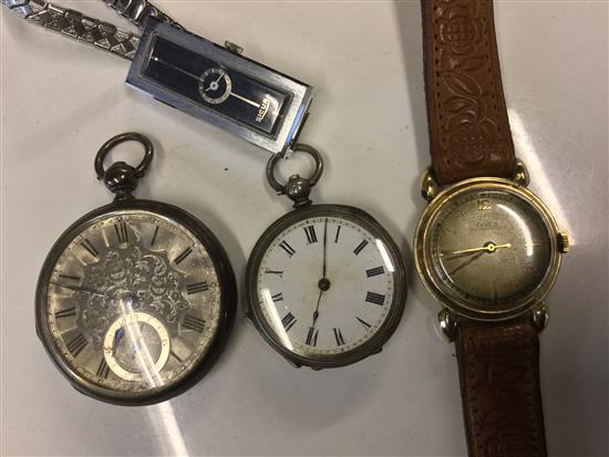 2 pocket watches & 2 wrist watches